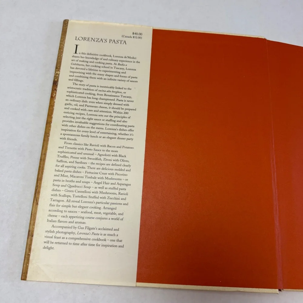 Lorenza's Pasta Cookbook Lorenza de' Medici 200 Recipes Italian 1st Edition 1996